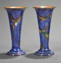 Pair of Wedgwood Hummingbird Lustre Trumpet Vases