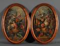 Continental School 19th Century Lot of Two Oval Floral Still Life Paintings