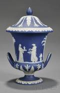 Wedgwood Dark Blue Jasper Dip Vase and Cover