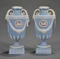 Pair of Wedgwood Three Color Jasper Dip Vases