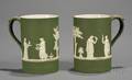 Two Wedgwood Olive Green Jasper Dip Tankards