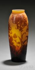 DArgental Art Nouveau Cameo Glass Vase