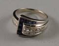 14kt White Gold Diamond and Sapphire Buckle Ring