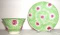 Green spatter cup and saucer