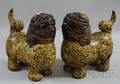 Pair of Asian Champleve Copper Standing Foo Dragons