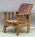 Childs Arts  Crafts Oak Slatsided Morris Chair
