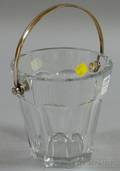 Baccarat Colorless Glass Ice Bucket with Silverplated Swing Handle