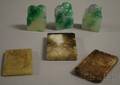 Three Chinese Carved Hardstone Seals and Three Carved Jade Pendants