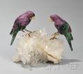 Geode and Carved Hardstone Parrot Figural Group
