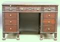 C Najarian  Son Jacobeanstyle Carved Mahogany Flattop Doublepedestal Desk