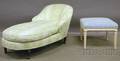 Louis XVIstyle Upholstered Recamier and a Provincial Upholstered Whitepainted Carved Wood Ottoman