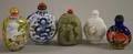 Five Assorted Chinese Jade Enamel and Porcelain Snuff Bottles