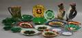 Seventeen Pieces of Majolica Tableware and a Pair of Small Staffordshire Dishes