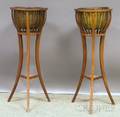 Pair of Regencystyle Inlaid Mahogany Plant Stands
