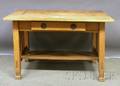 Arts  Crafts Oak Slatsided Onedrawer Library Table