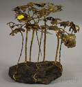 Curtis Jere Attributed Modern Metal Tree Sculpture on Rock Base