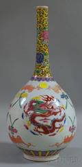 Chinese Porcelain Dragondecorated Bottleform Vase