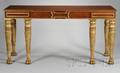 Pair of Italianstyle Carved Giltwood and Burlwood Veneer Console Tables