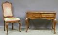 Louis XVI Provincialstyle Carved Walnut Flattop Bureau Plat with Chair
