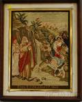 Framed 1860 Eliza R Fish Needlepoint Biblical Scene