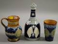 Doulton Lambeth Glazed Stoneware 1887 Commemorative Queen Victoria Jubilee Jug and Beaker and a CopelandSpode Glazed Porcelain 191