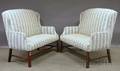Pair of Chippendalestyle Upholstered Tallback Settees