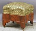 Empire Mahogany Veneer Ottoman with Upholstered Cushion