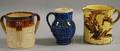 English Sterling Silvermounted Glazed Stoneware Threehandled Loving Cup and Two Glazed Ceramic Jugs
