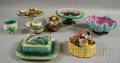 Eight Assorted Majolica Glazed Ceramic Table Items