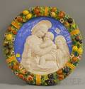 Della Robbiatype Glazed Ceramic Holy Family Plaque