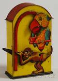 German Parrot and Monkey Painted Tin Bank