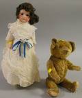Armand Marseille Bisque Head Doll and a Jointed Teddy Bear
