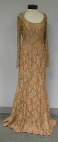 Carmen Marc Valvo Collection Beaded Evening Gown and Matching Lace Jacket