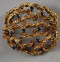 Contemporary 14kt Gold and Sapphire Brooch
