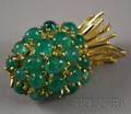 14kt Gold and Emerald Pineapple Brooch
