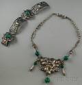 Two Peruzzi Sterling Silver and Green Chrysoprase Jewelry Items