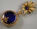 Victorian 18kt Gold Diamond Enamel and Seed Pearl Ladys Lapel Watch