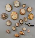 Large Group of Mostly Shellcarved Cameo Jewelry