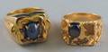 Two Contemporary Gentlemans 14kt Gold Gemset Rings
