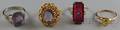 Four Gold and Gemstone Rings