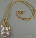 14kt Gold and Sculpted Motherofpearl Pendant