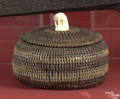 Uncommon Eskimo varigated baleen covered trinket box ca 1900