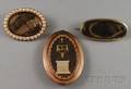 Three Victorian Hairwork Memorial Brooches