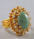 14kt Gold Jadeite and Diamond Cocktail Ring