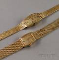 Two 14kt Gold Omega Ladys Wristwatches