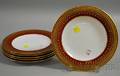 Set of Six Copeland Gilt and Raspberrybanded Porcelain Plates
