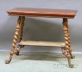 Merklen Bros Attributed Late Victorian Mahogany and Cherry Library Table with Splayed Barleytwist Legs