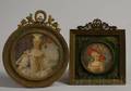 Two Giltmetal Framed Miniature European Watercolor Portraits of Ladies on Ivory