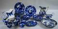 Forty Pieces of Assorted Flow Blue Ceramic Tableware
