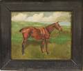 Oak Framed Early 20th Century AmericanBritish School Oil on Canvas Portrait of a Horse
